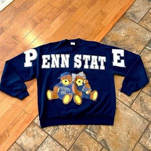 Vintage Penn State Sweatshirt Crewneck Teddy Bears Embroidered Spellout Logo XL